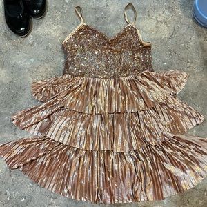 WEISSMAN Dance costume metallic rosegold dress Fields Of Gold 8511